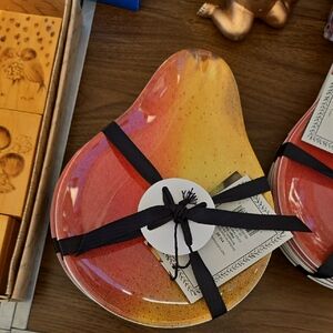 Elegant Red and Yellow Ceramic Plate Set